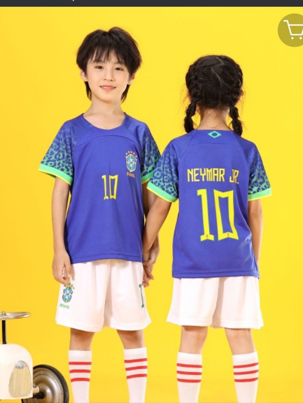 Neymar toddler unisex uniforms Blue Brazil number 10 Neymar jr. Medium